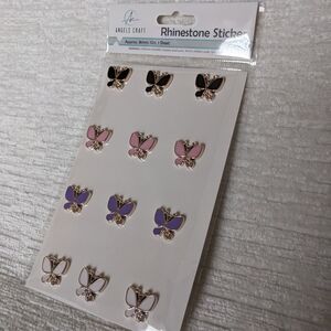 Angel Craft Butterfly Rhinestone Stickers Pack 12 Count Hard Plastic Thick